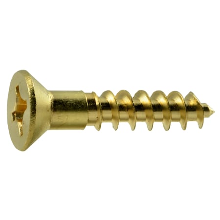 Midwest Fastener Wood Screw, #10, 1 in, Plain Brass Flat Head Phillips Drive, 100 PK 02878